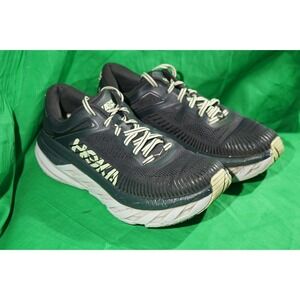 Hoka One One Mens Bondi 7 Running Walking Shoes Black Graphite Size 9